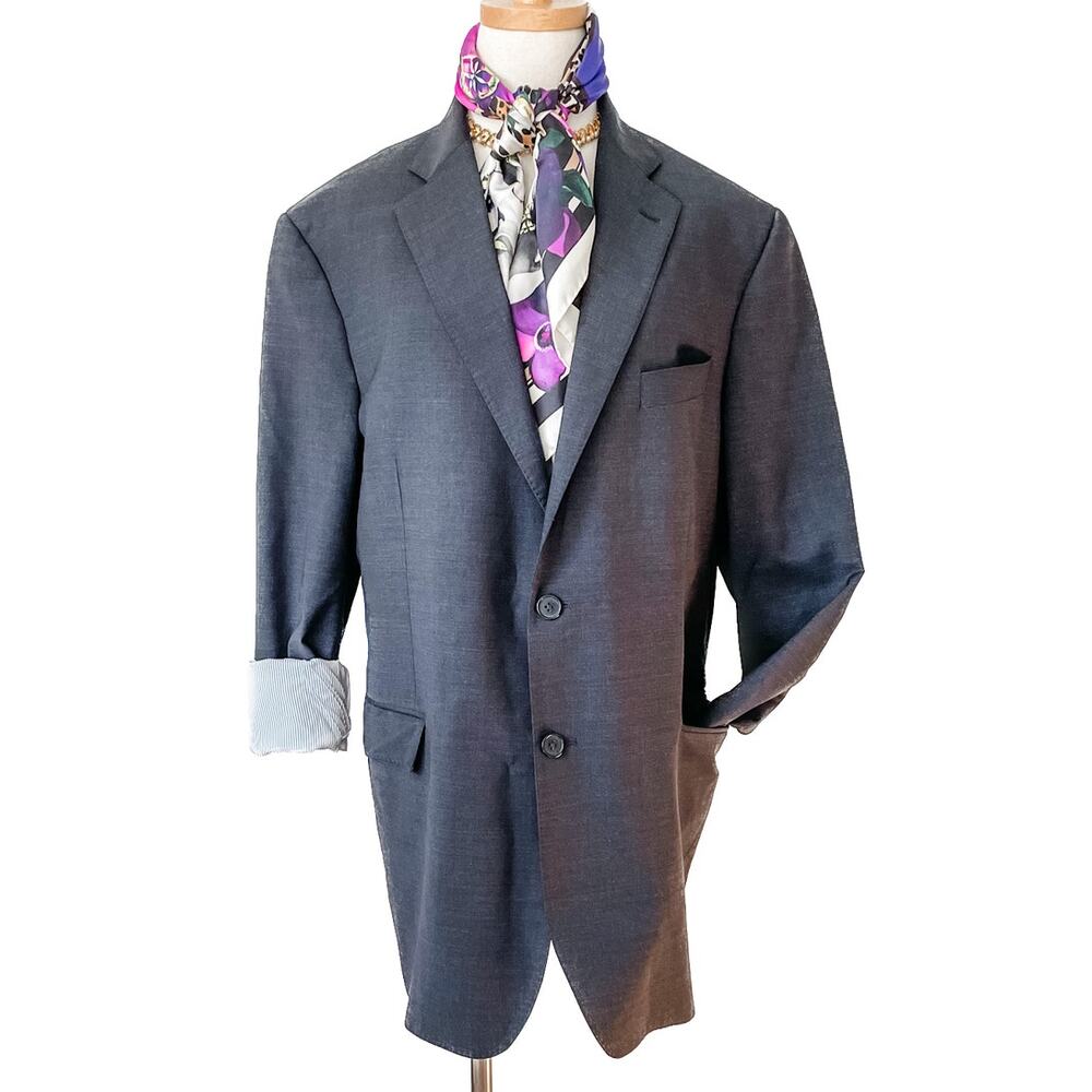 Brooks Brothers gray stretch wool blend Madison fit blazer jacket size 44R